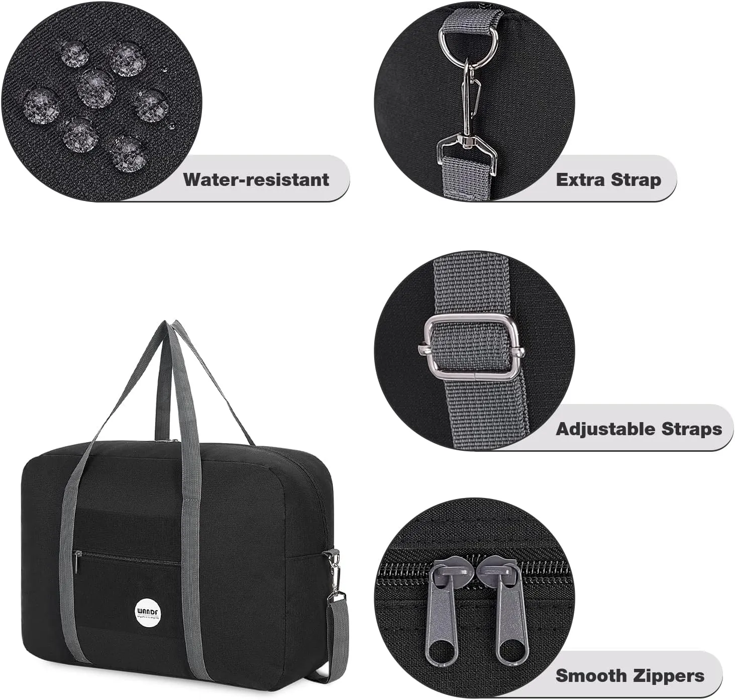 WANDF For Spirit Airlines Personal Item Bag 18x14x8 Travel Duffel Bag Underseat Foldable Carry-on Luggage for Women