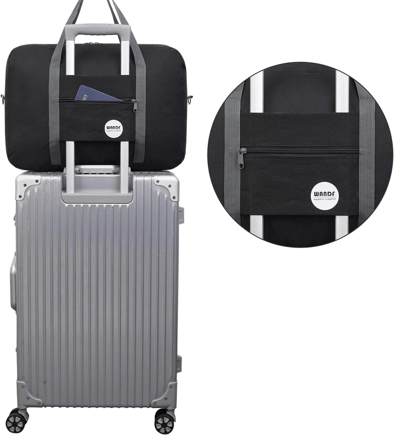 WANDF For Spirit Airlines Personal Item Bag 18x14x8 Travel Duffel Bag Underseat Foldable Carry-on Luggage for Women