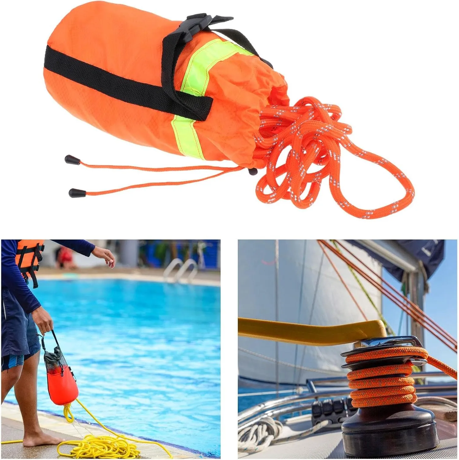Water Reflective Rope, Throwing Bag, Throwing Line, Lightweight Boating Raft, Floating Rope Accessories