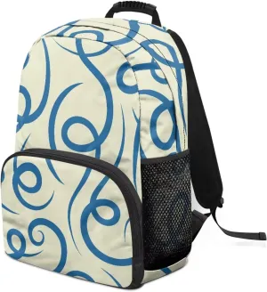 Water Resistant Backpack for Girls Teens - 17.3" Laptop Backpack, Lightweight School Bookbag with Mesh Side Pockets, Large Capacity for High School College, Abstract Blue Stripe Print