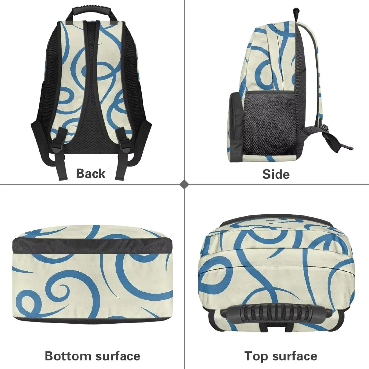Water Resistant Backpack for Girls Teens - 17.3" Laptop Backpack, Lightweight School Bookbag with Mesh Side Pockets, Large Capacity for High School College, Abstract Blue Stripe Print