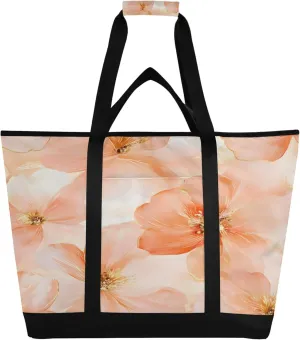Watercolor Floral Reusable Insulated Cooler Bag with Ice Pack Compartment - Large 228L Waterproof Thermal Grocery Tote for Picnic Beach Camping Lunch Storage