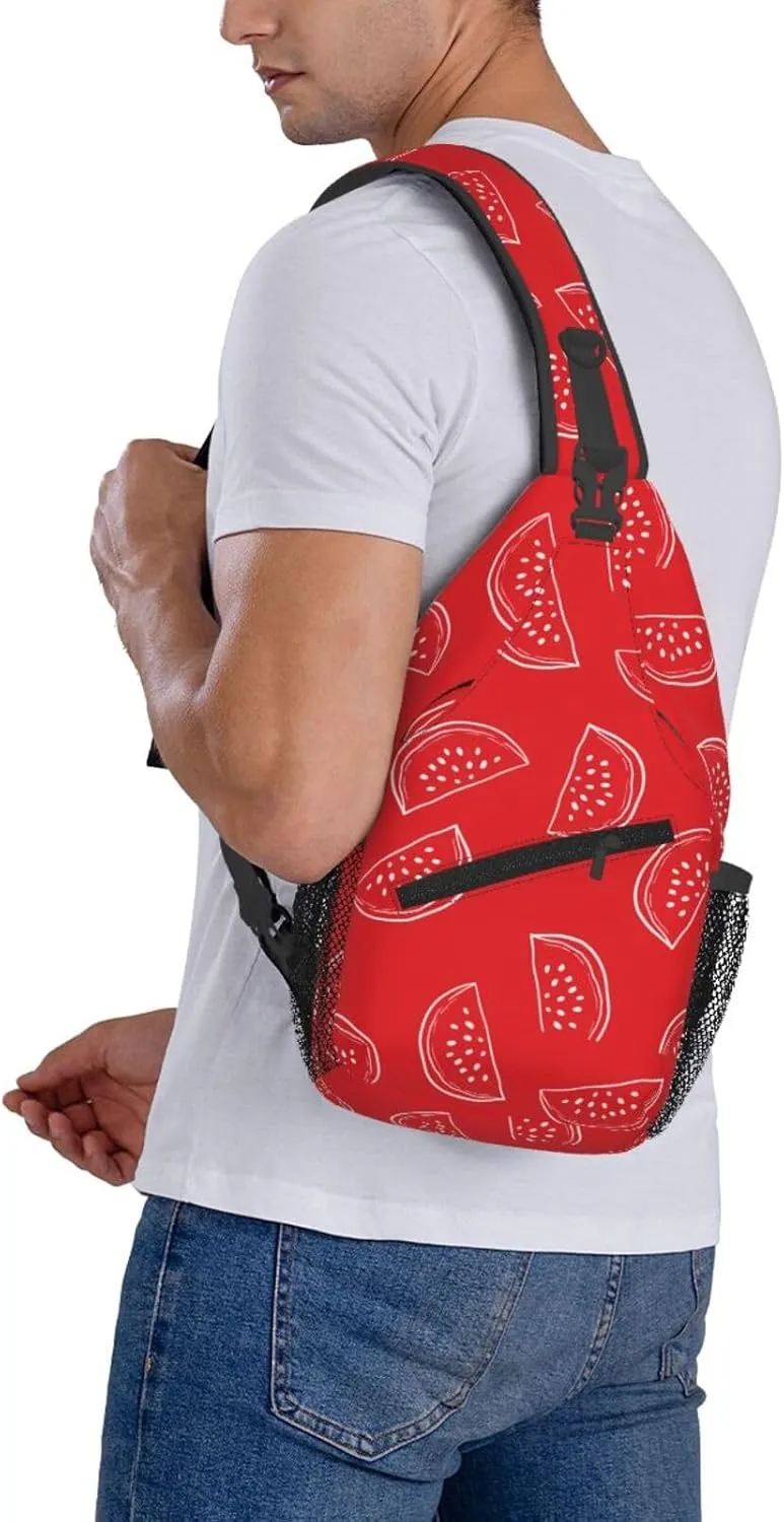 Watermelon Crossbody Sling Backpack Sling Bag Adjustable Chest Shoulder Daypack For Women Men