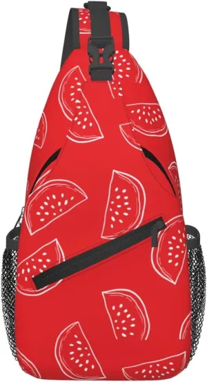 Watermelon Crossbody Sling Backpack Sling Bag Adjustable Chest Shoulder Daypack For Women Men