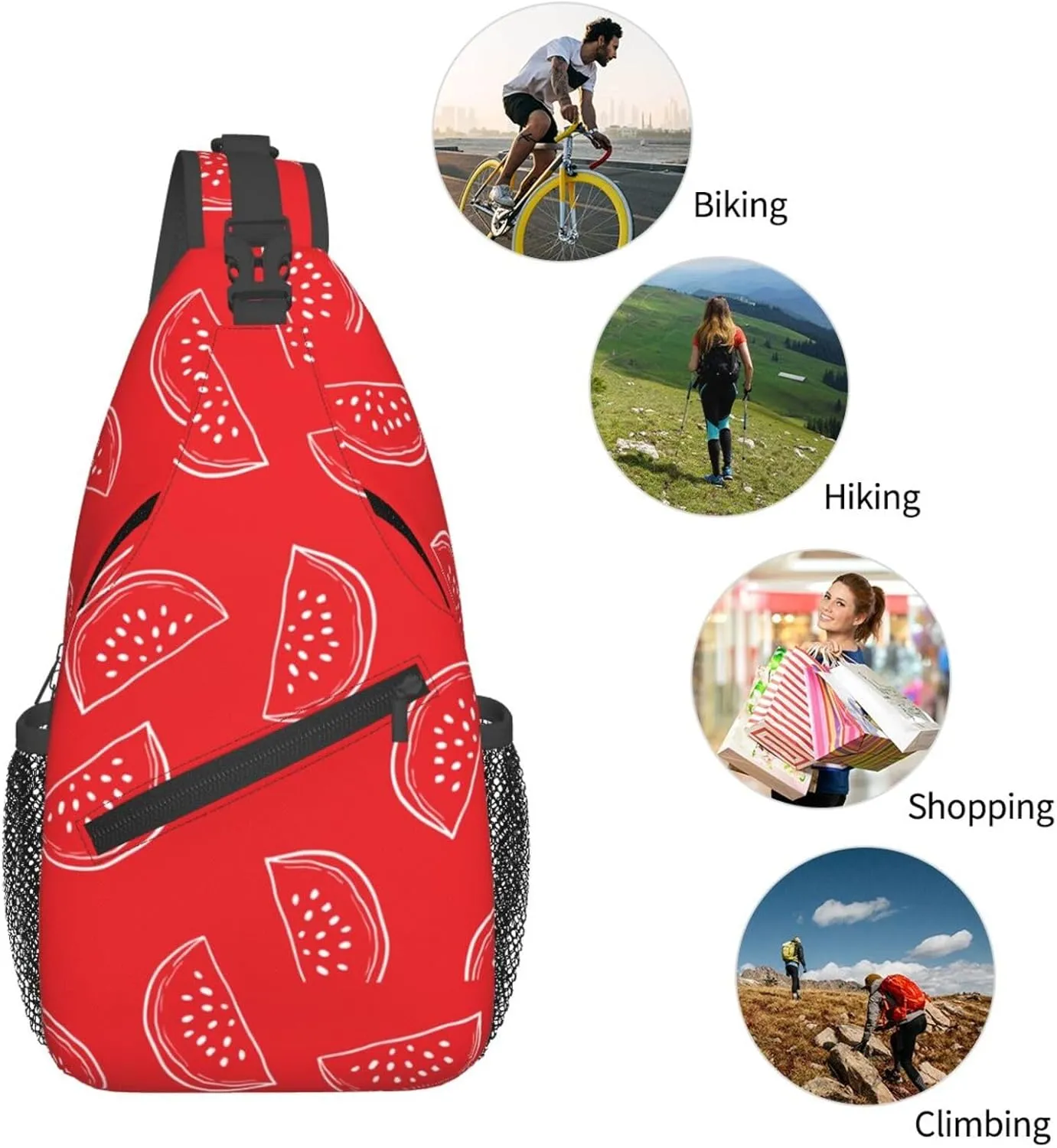 Watermelon Crossbody Sling Backpack Sling Bag Adjustable Chest Shoulder Daypack For Women Men