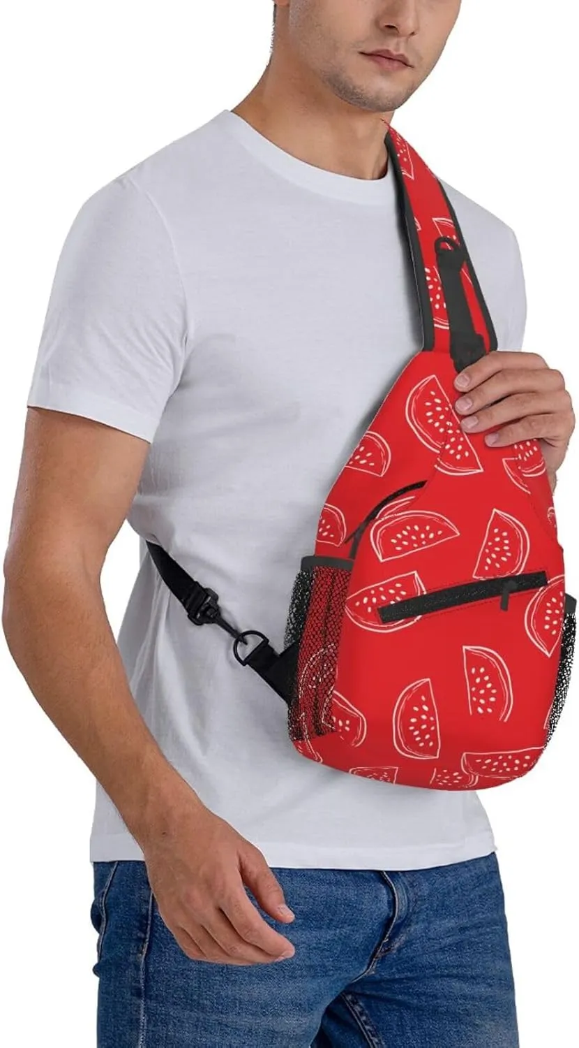 Watermelon Crossbody Sling Backpack Sling Bag Adjustable Chest Shoulder Daypack For Women Men