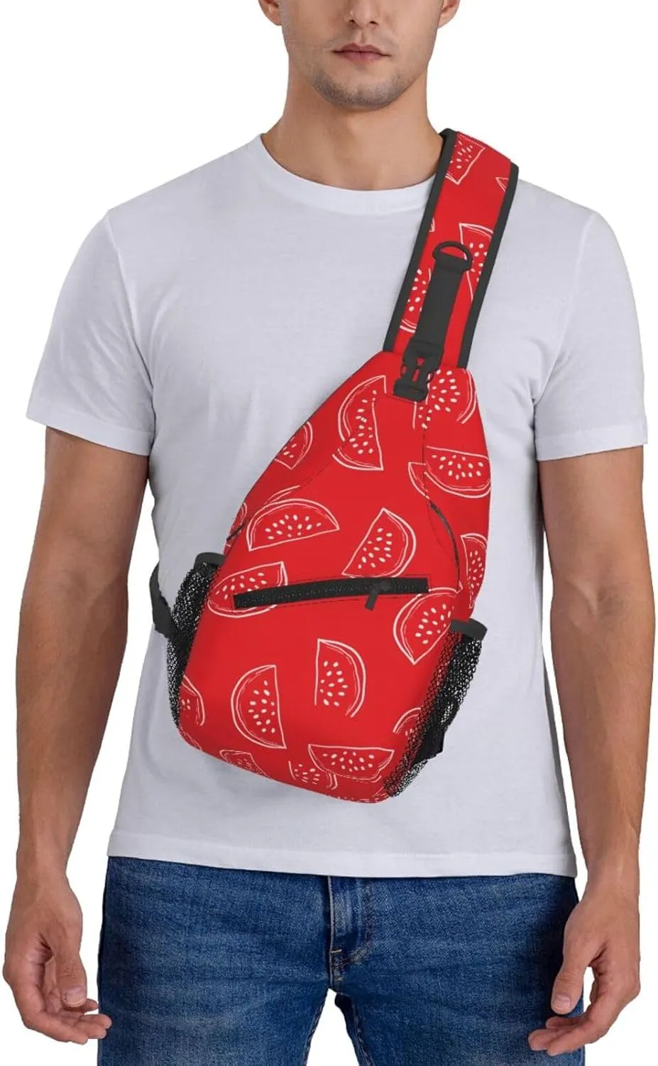 Watermelon Crossbody Sling Backpack Sling Bag Adjustable Chest Shoulder Daypack For Women Men