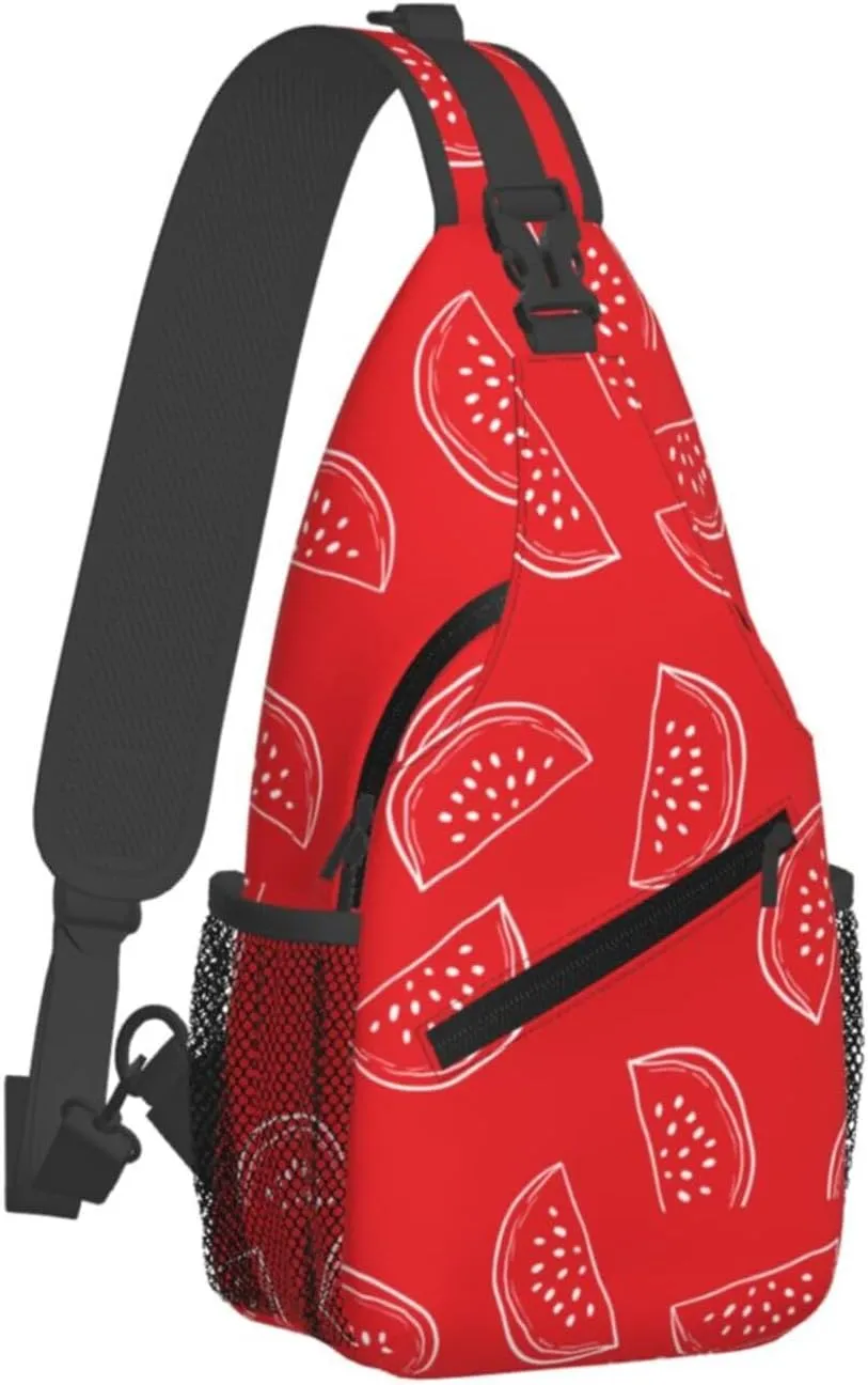 Watermelon Crossbody Sling Backpack Sling Bag Adjustable Chest Shoulder Daypack For Women Men