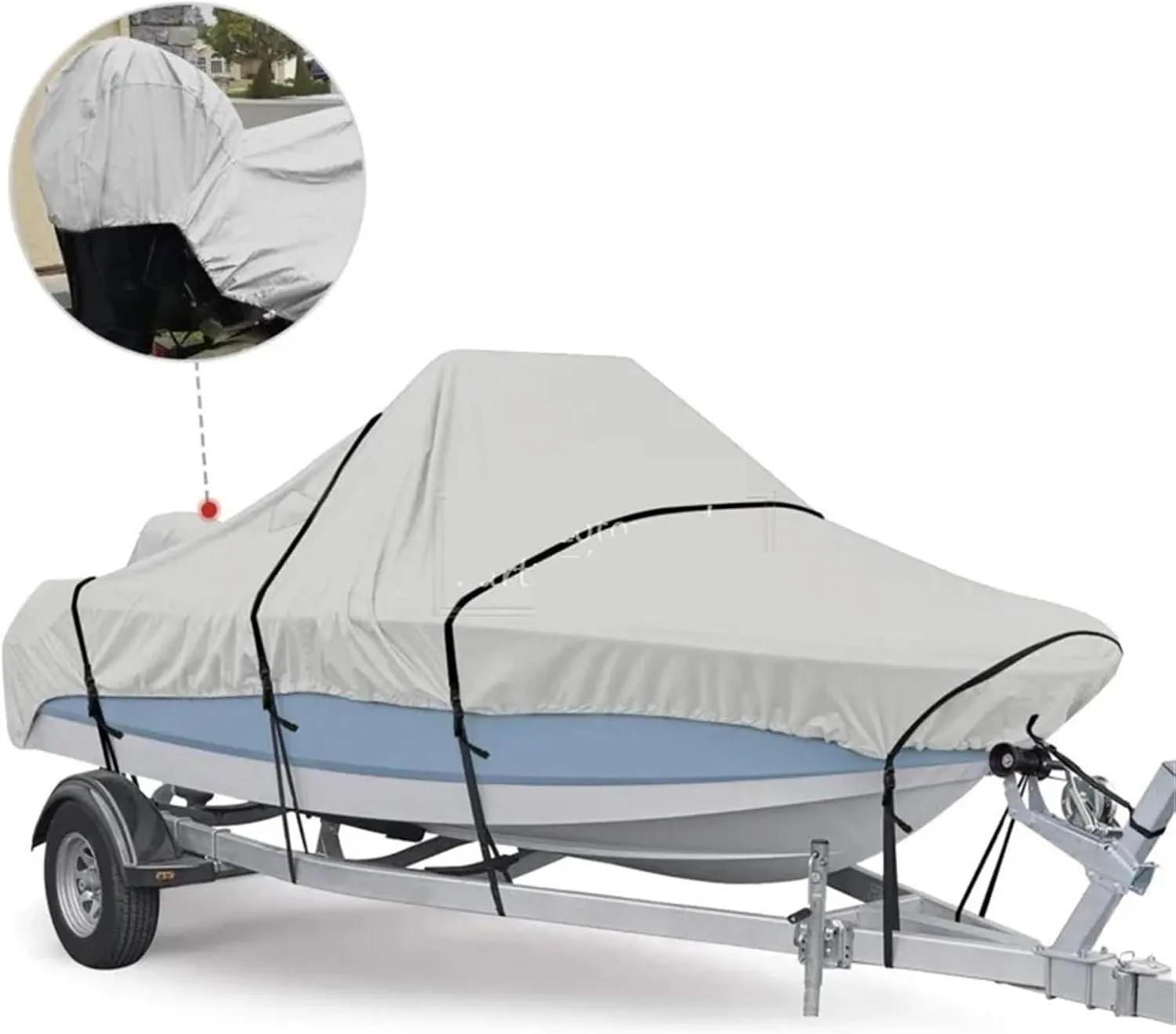 Waterproof 190T Yacht Cover 11–22ft – Anti-Tear with Silver Reflective Coating for Boats(11-13FT 420x270cm)