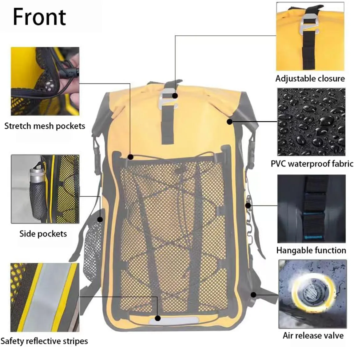 Waterproof Backpack Kayak Dry Bag Backpack Waterproof 30L, Lightweight Roll Top Dry Bag for Boating Surfing Camping (Green,30L)