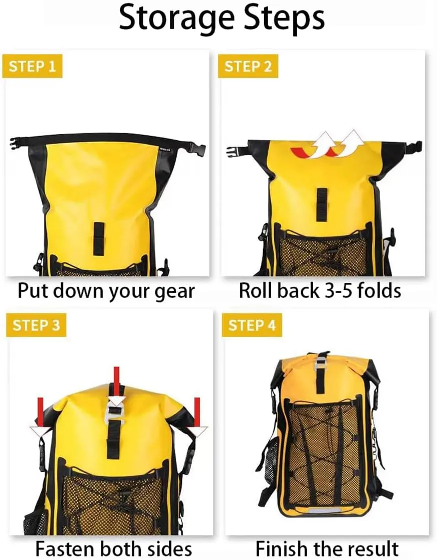 Waterproof Backpack Kayak Dry Bag Backpack Waterproof 30L, Lightweight Roll Top Dry Bag for Boating Surfing Camping (Green,30L)
