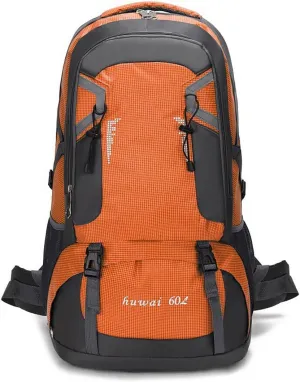 Waterproof Hiking Backpack, 60L Lightweight Outdoor Sport Daypack, Trekking Travel Backpacks for Men Women, Orange