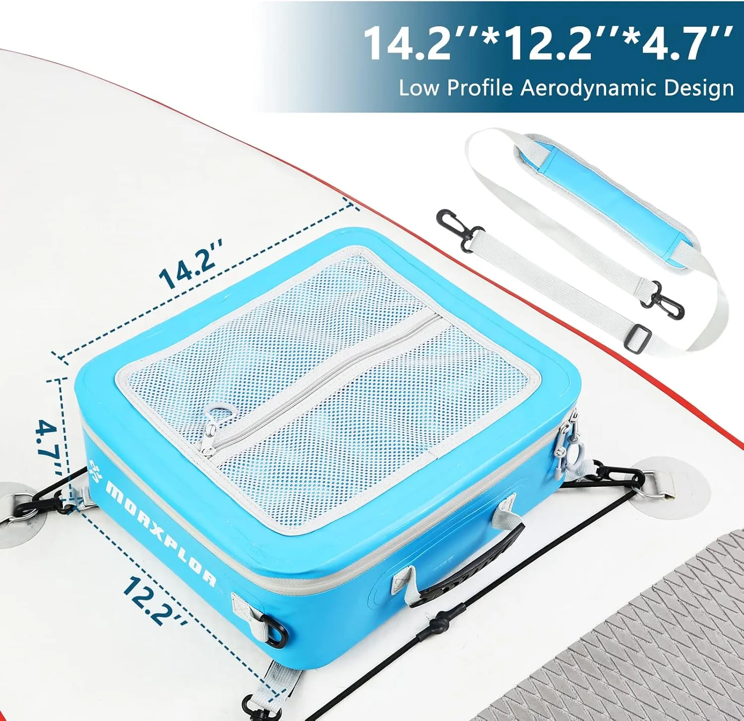 Waterproof PVC Paddleboard Cooler Deck Bag - 12 Can Soft Insulated Cooler for Paddleboarding, Camping, Kayaking