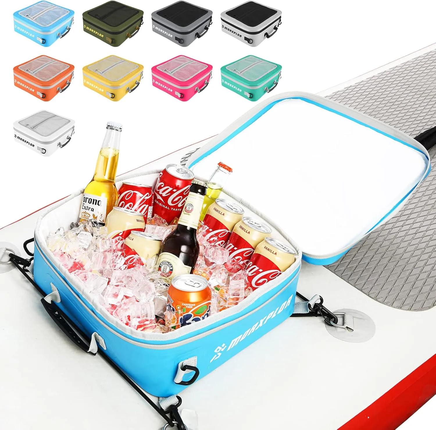 Waterproof PVC Paddleboard Cooler Deck Bag - 12 Can Soft Insulated Cooler for Paddleboarding, Camping, Kayaking