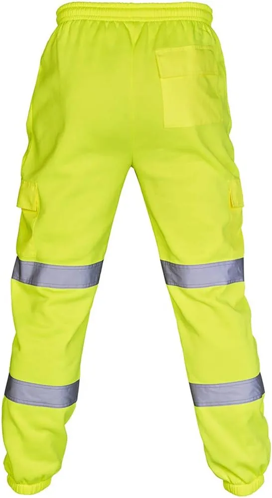 WENKOMG1 Construction Work Pants for Men,Hi Vis Reflective Neon Color Bottoms High Visibility Trousers for Men