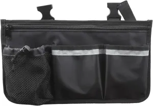 Wheelchair Side Bag with Cup Holder,Foldable Walker Storage Bag with Big Capacity, Black Armrest Pouch Accessory for Folder Walker, Rollator, Electric Scooter Wheelchairs