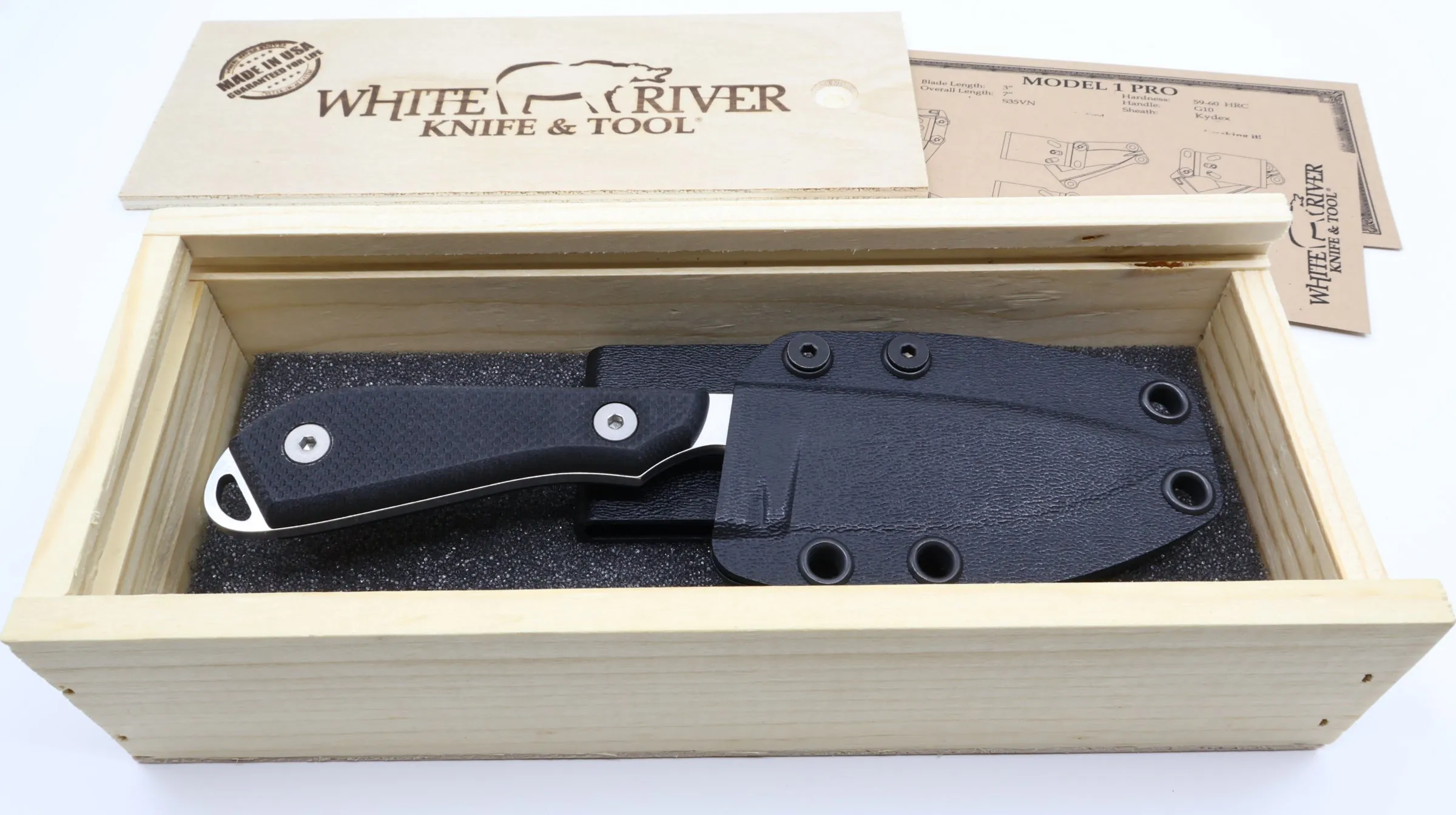 White River Black Burlap Micart Handles Caper Fixed Blade Knife - M1-BBL