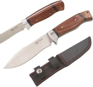 Wild Turkey Handmade 8.5" Fixed Blade Hunting Outdoor Knife Wooden Handle (Brown-2)