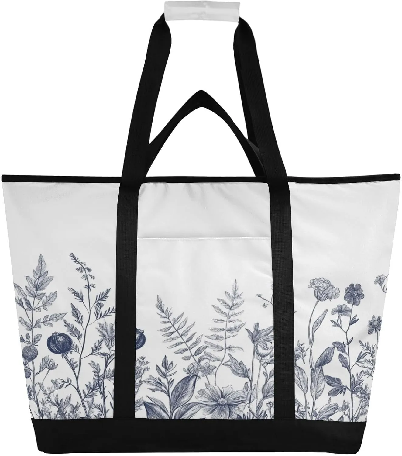 Wildflowers Reusable Insulated Lunchbox Cooler Bag, Leakproof Kitchen Grocery Bag Collapsible Portable Cooler Tote Bag for Picnic, Camping, Office, Travel
