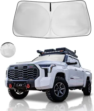 Windshield Sun Shade Custom Fit Toyota Tundra (TRD Pro, Limited, SR5, Platinum) 2025-2022, Upgraded Front Window Sunshade, 4 Layer Sun Visor UV Protector Heat Shield Window Screen Cover Keep Car Cool