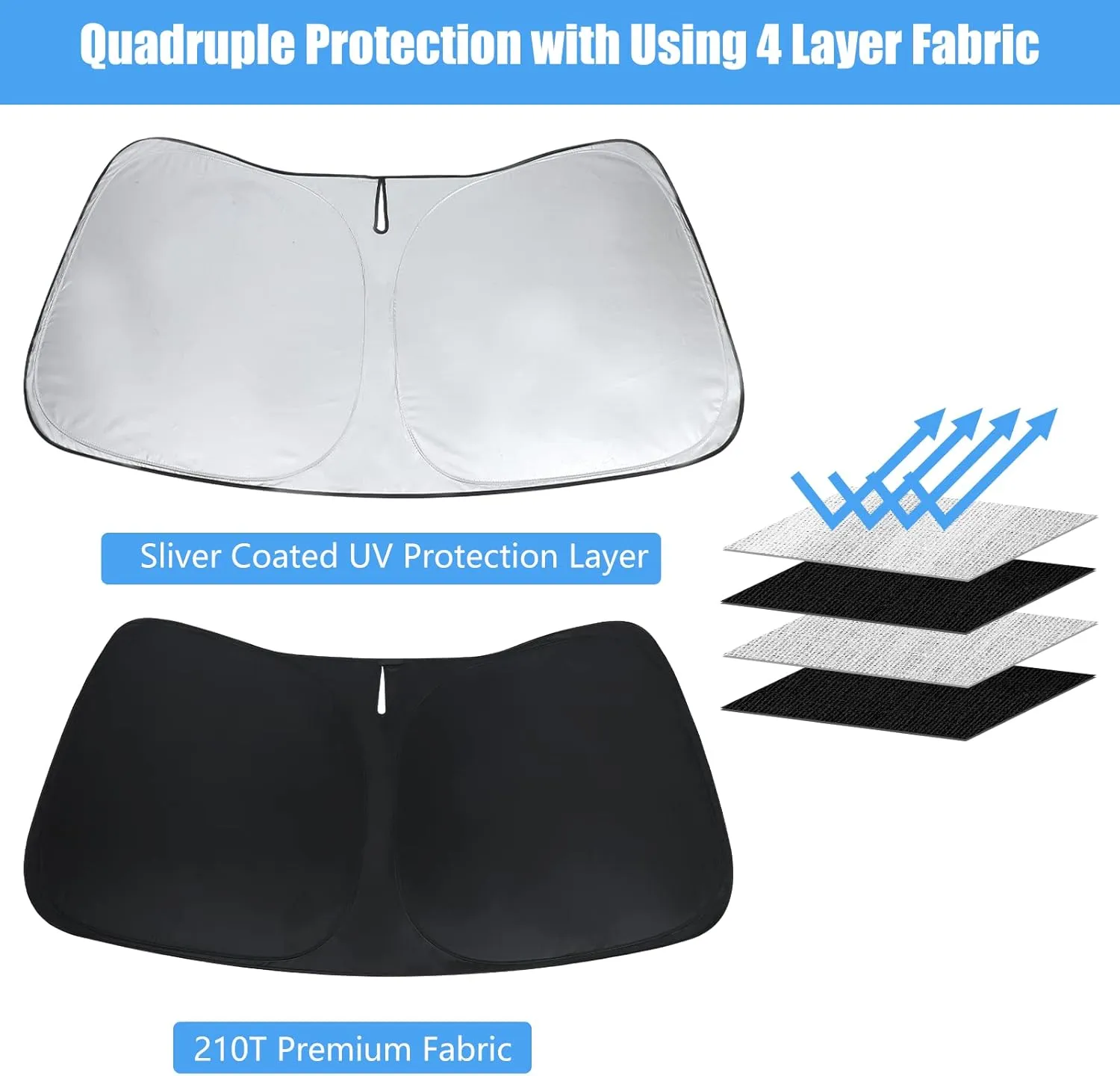 Windshield Sun Shade Custom Fit Toyota Tundra (TRD Pro, Limited, SR5, Platinum) 2025-2022, Upgraded Front Window Sunshade, 4 Layer Sun Visor UV Protector Heat Shield Window Screen Cover Keep Car Cool