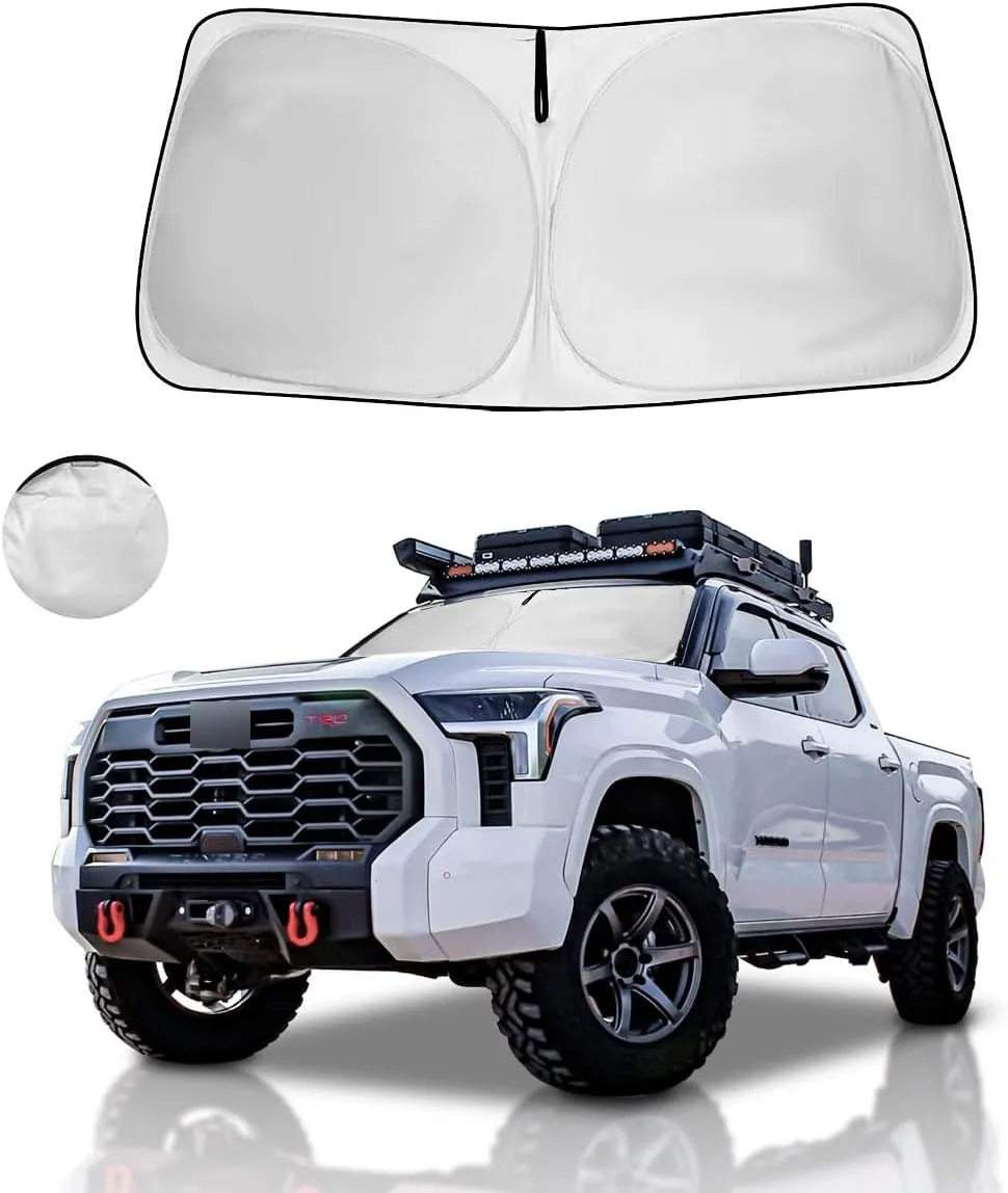 Windshield Sun Shade Custom Fit Toyota Tundra (TRD Pro, Limited, SR5, Platinum) 2025-2022, Upgraded Front Window Sunshade, 4 Layer Sun Visor UV Protector Heat Shield Window Screen Cover Keep Car Cool