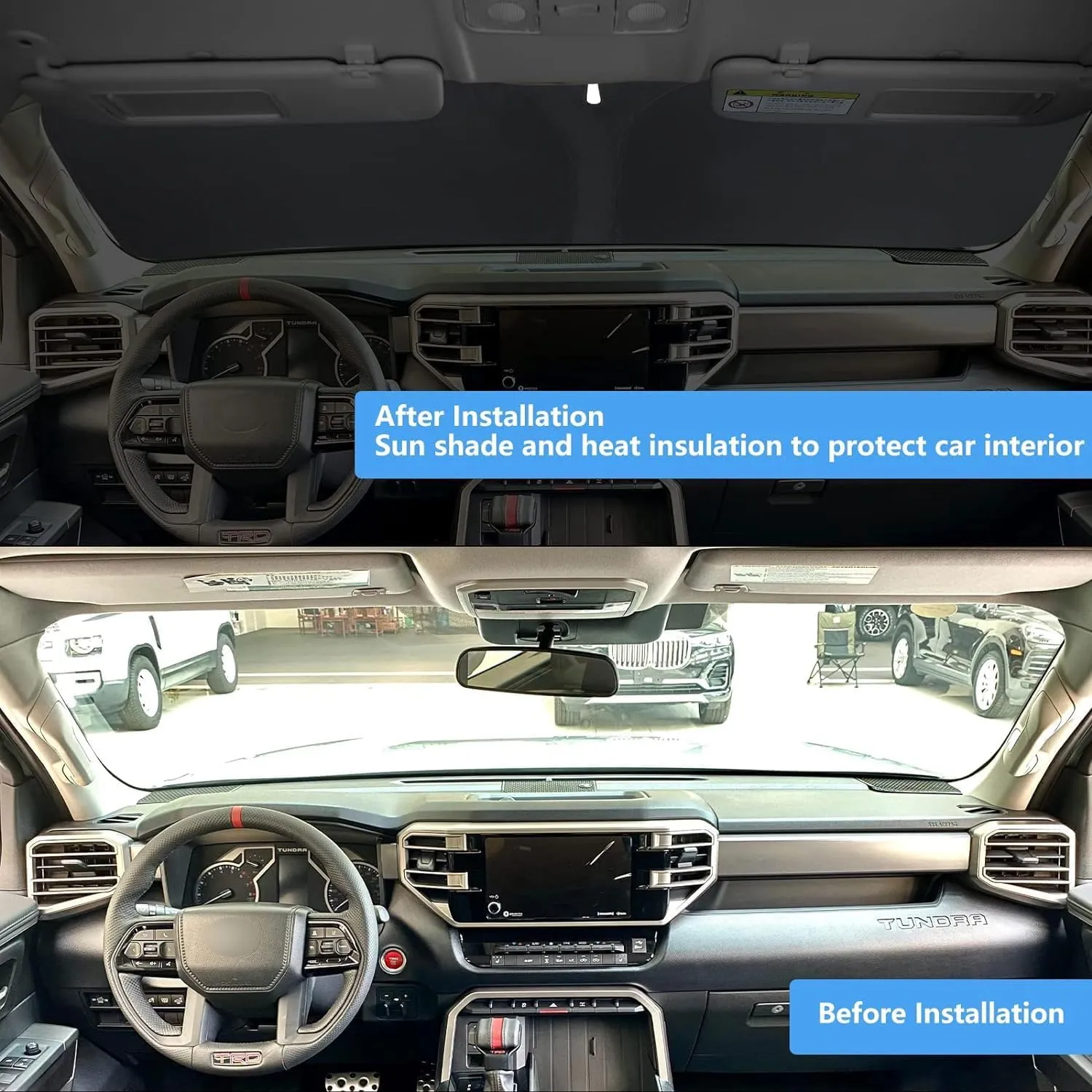 Windshield Sun Shade Custom Fit Toyota Tundra (TRD Pro, Limited, SR5, Platinum) 2025-2022, Upgraded Front Window Sunshade, 4 Layer Sun Visor UV Protector Heat Shield Window Screen Cover Keep Car Cool