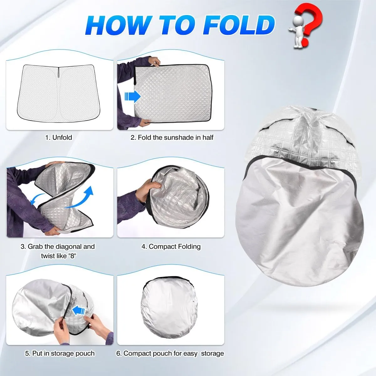 Windshield Sun Shade for 2022-2025 GMC Hummer EV Accessories Thicken 6-Layer Front Window Sunshade Cover Sun Visor Protector Foldable Block UV Rays Keep Vehicle Cool