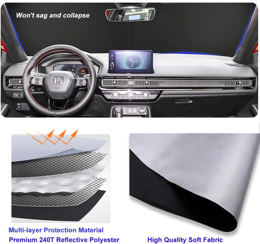 Windshield Sun Shade for Honda Civic 2012-2015 Front Window Sun Visor Protector Honda Civic Accessories Foldable Sunshade Blocks UV Rays Keeps Your Car Cooler