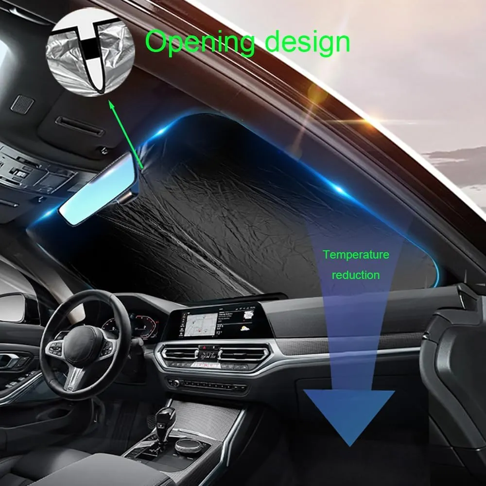 Windshield Sun Shade for Mitsubishi ASX Pajero Sport Outlander Grandis, Car Front Window Covers Sun Visor Protector, Foldable Blocks Sun Rays Sunshade, Easy Installation
