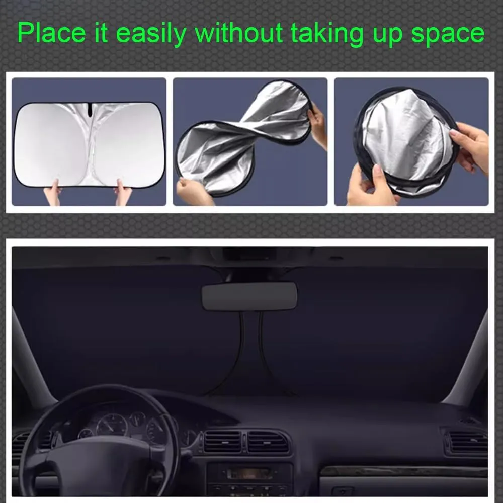 Windshield Sun Shade for Mitsubishi ASX Pajero Sport Outlander Grandis, Car Front Window Covers Sun Visor Protector, Foldable Blocks Sun Rays Sunshade, Easy Installation