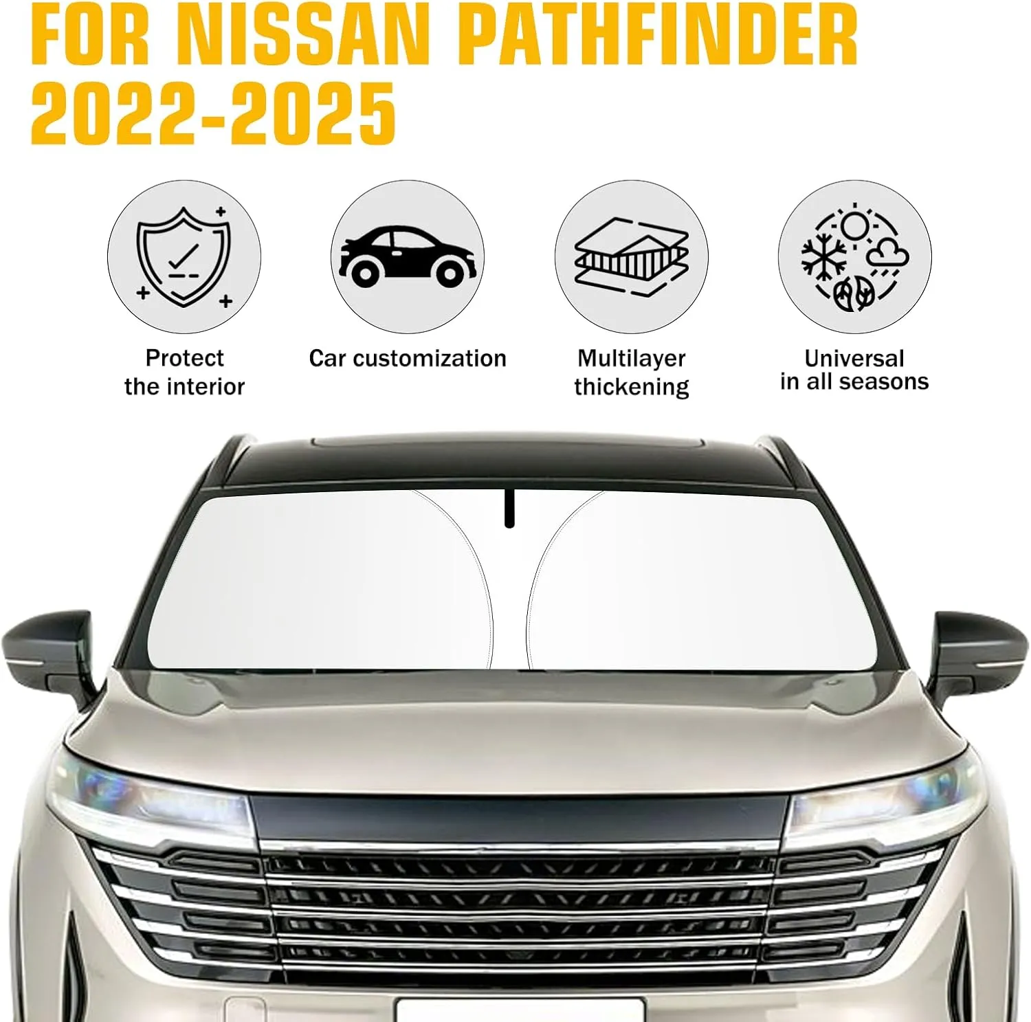 Windshield Sun Shade for Nissan Pathfinder 2022-2025 Foldable Sun Visor Protector for Pathfinder Accessories Sunshade Car Front Window Sunshades Blocks UV Rays