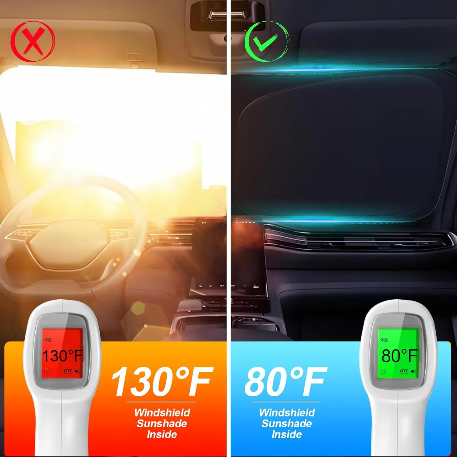 Windshield Sun Shade for Volkswagen Atlas 2018-2024 2025 Compatible Accessories Foldable Design Sunblocker Protects from Sun Rays & Heat Damage