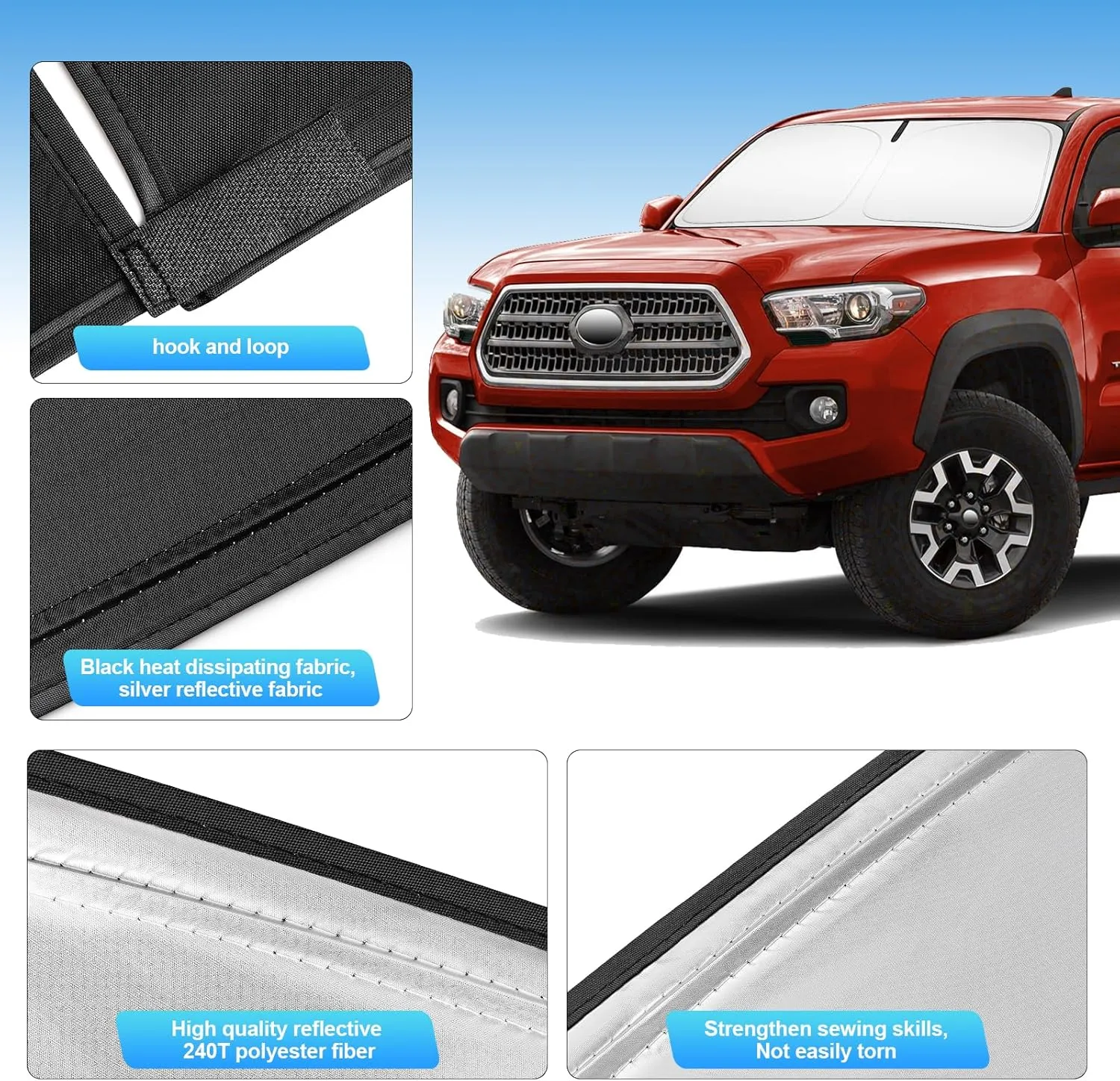 Windshield Sun Shade for Volkswagen Atlas 2018-2024 2025 Compatible Accessories Foldable Design Sunblocker Protects from Sun Rays & Heat Damage