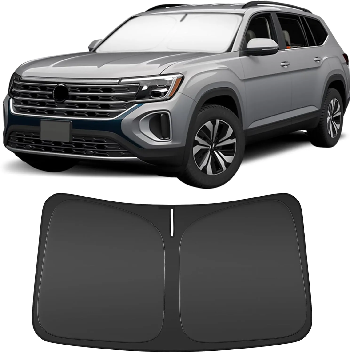 Windshield Sun Shade for Volkswagen Atlas 2018-2024 2025 Compatible Accessories Foldable Design Sunblocker Protects from Sun Rays & Heat Damage