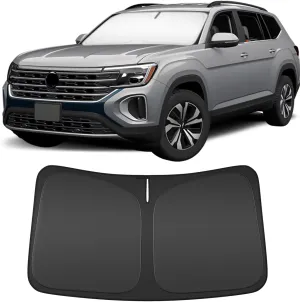 Windshield Sun Shade for Volkswagen Atlas 2018-2024 2025 Compatible Accessories Foldable Design Sunblocker Protects from Sun Rays & Heat Damage