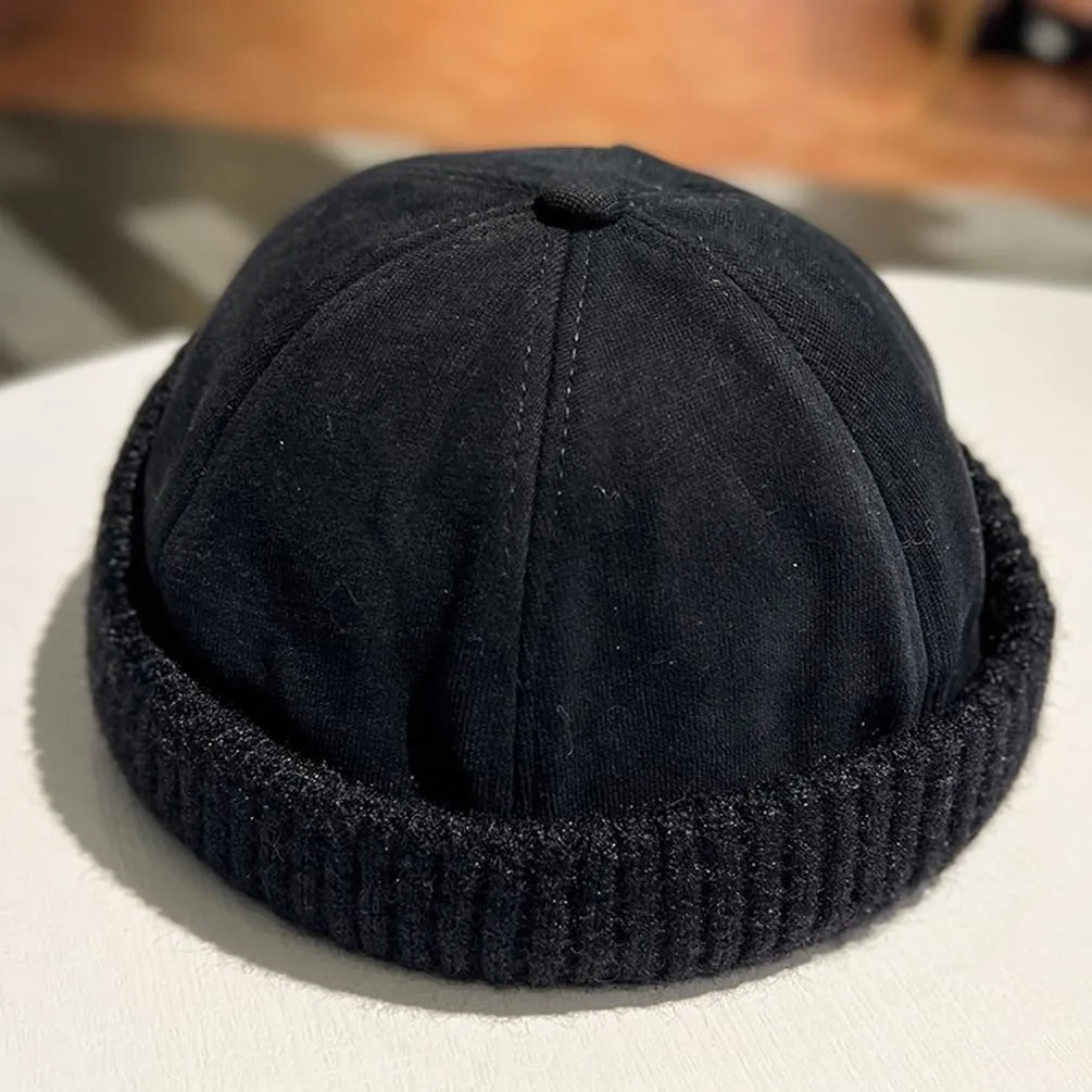 Winter Fisherman Beanie Hats Warm Knit Brimless Hat Retro Docker Cap Adjustable