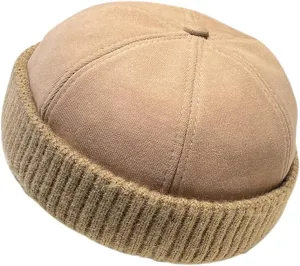 Winter Fisherman Beanie Hats Warm Knit Brimless Hat Retro Docker Cap Adjustable