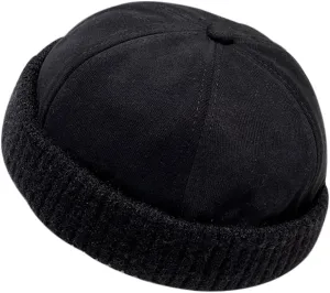 Winter Fisherman Beanie Hats Warm Knit Brimless Hat Retro Docker Cap Adjustable