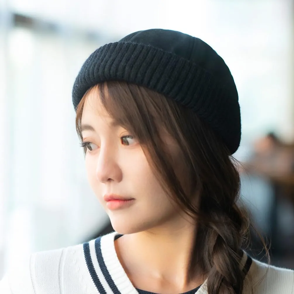Winter Fisherman Beanie Hats Warm Knit Brimless Hat Retro Docker Cap Adjustable