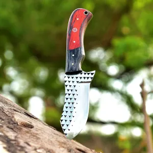 Wolf Cut Custom Handmade Farrier Rasp Steel Bull cutter knife Cowboy knife Hunting knife Camping knife with Pancake Leather Sheath (Black wood)