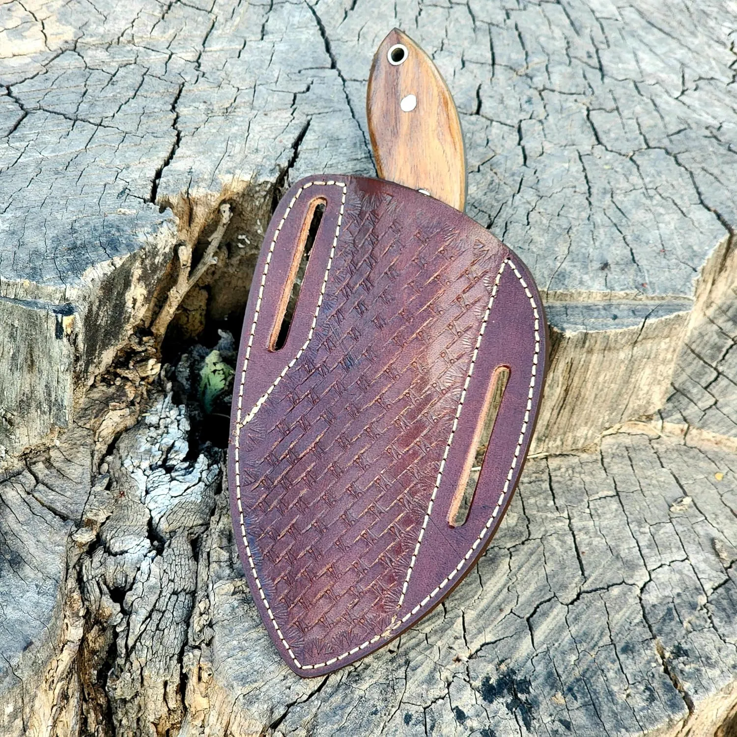 Wolf Cut Handmade 1095 Steel Bull Cutter Knife Cowboy Knife Wood & Bone Handle Utility Knife EDC Fixed Blade Knife For Men women sharp Camping Knives Bushcraft Knife Classic Pancake leather Sheath (Rose Wood)