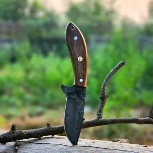 Wolf Cut Handmade 1095 Steel Bull Cutter Knife Cowboy Knife Wood & Bone Handle Utility Knife EDC Fixed Blade Knife For Men women sharp Camping Knives Bushcraft Knife Classic Pancake leather Sheath (Rose Wood)