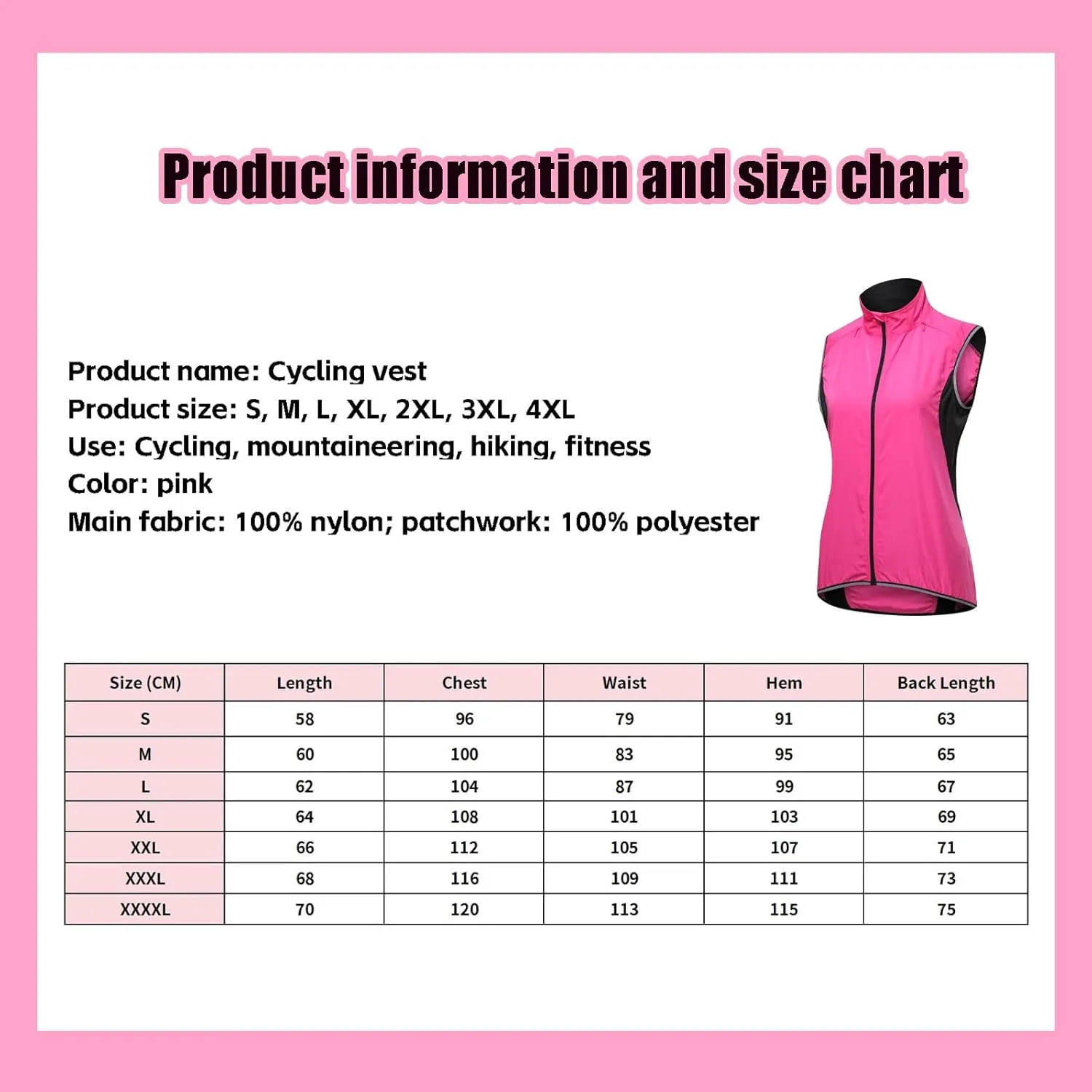 Women's Cycling Vest Packable,Windbreaker With Reflective Armband For Running,Cycling And Climbing