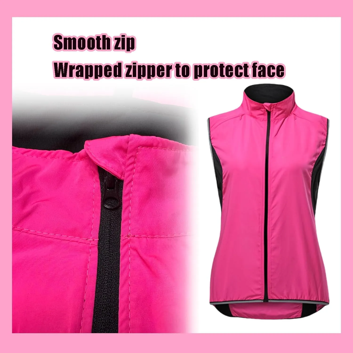 Women's Cycling Vest Packable,Windbreaker With Reflective Armband For Running,Cycling And Climbing