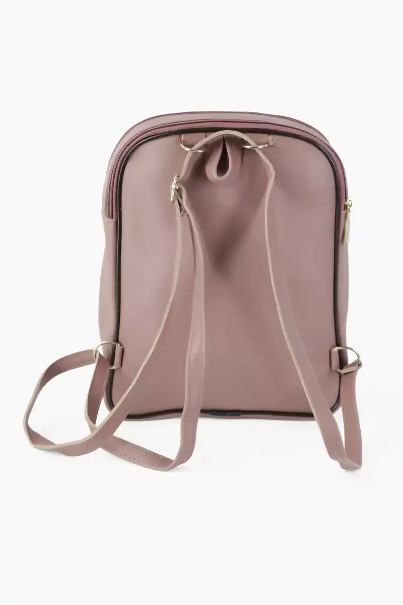 Women's Fashion Cute Small Backpack with tassels - Dark Pink