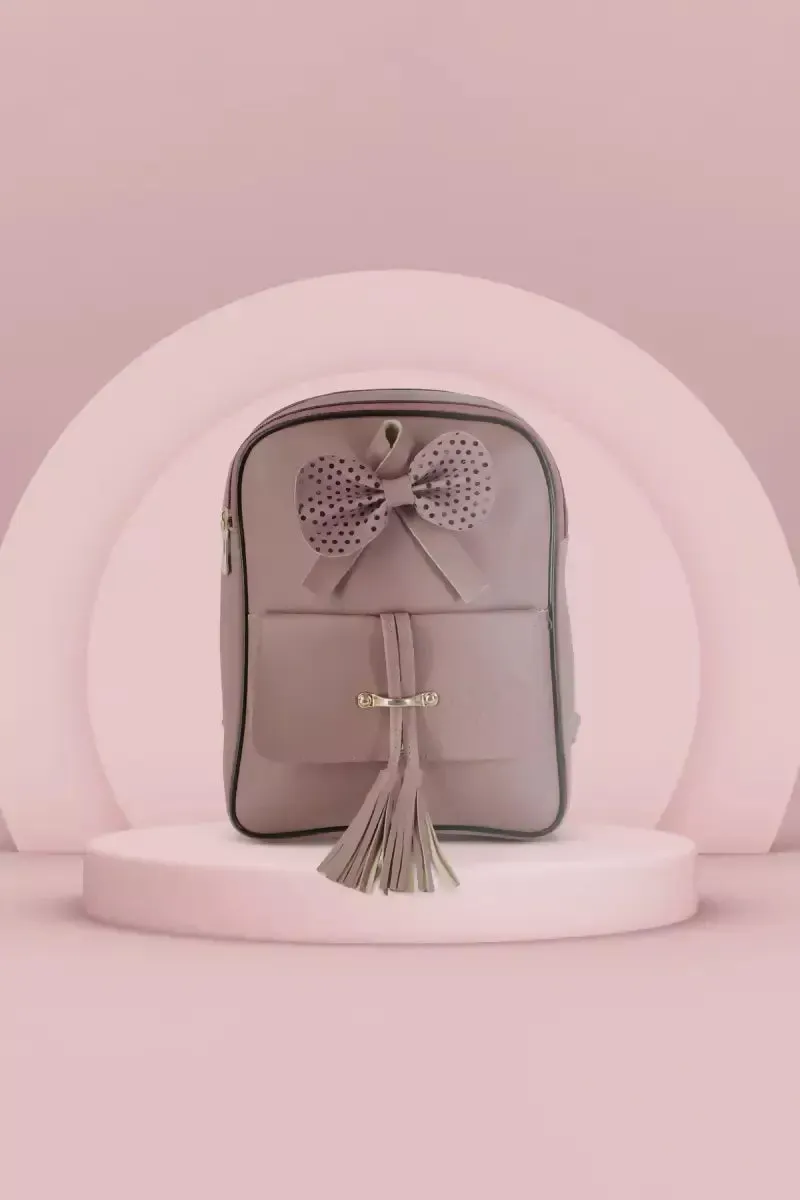 Women's Fashion Cute Small Backpack with tassels - Dark Pink