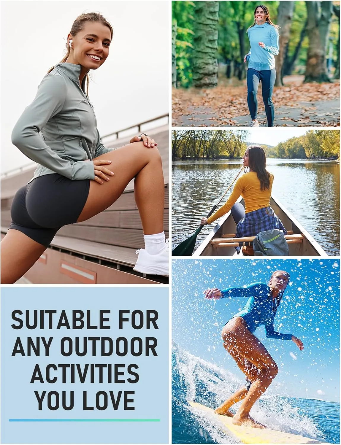 Women's Rash Guard Long Sleeve UV Sun Protection Shirts with Kangaroo Pocket Hoodie UPF 50  Lightweight SPF Tops for Hiking