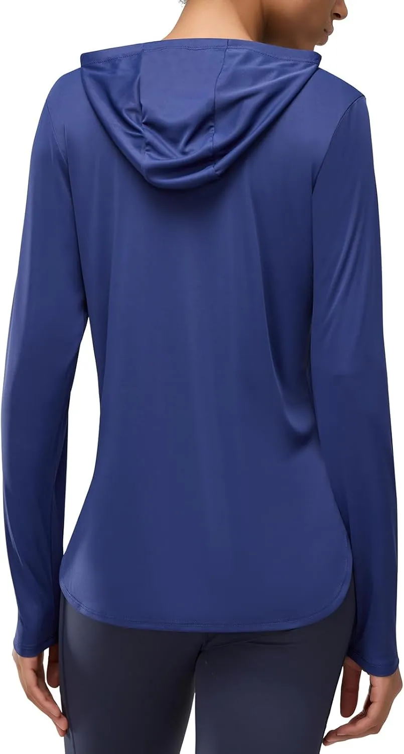 Women's Rash Guard Long Sleeve UV Sun Protection Shirts with Kangaroo Pocket Hoodie UPF 50  Lightweight SPF Tops for Hiking