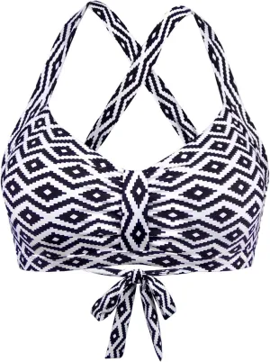 Women's Retro Printed Adjustable Thick Straps Cross Back Push Up Vintage Bikini Swimsuit Tops Only